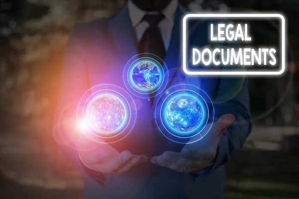 Handwriting text Legal Documents. Concept meaning a document concerning a legal matter Drawn up by a lawyer Elements of this image furnished by NASA. — Stock Photo, Image