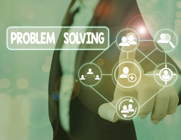 Text sign showing Problem Solving. Conceptual photo to find an answer or means of effectively dealing with. — Stockfoto