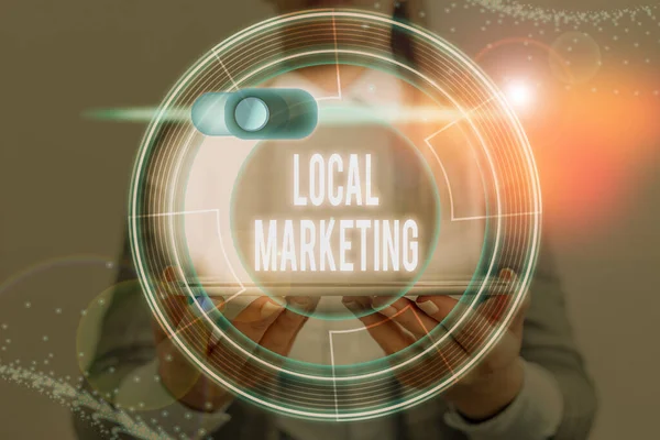 Word writing text Local Marketing. Business concept for targets customers by finely grained location such as a city.