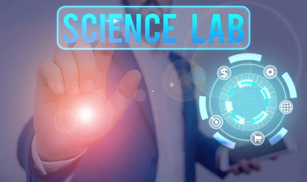 Conceptual hand writing showing Science Lab. Business photo text special facility where experiments are done and with equipment. — Stockfoto