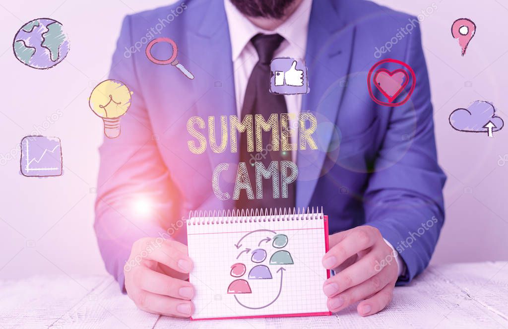 Word writing text Summer Camp. Business concept for supervised program for children conducted during the summer.