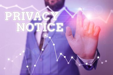 Mahremiyet Bildirisi 'ni gösteren bir not yazıyorum. İş fotoğrafı gösterimi, müşteriyi veya müşteriyi korumak için yasal bir gereksinimi karşılar.