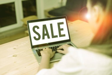 Writing note showing Sale. Business photo showcasing event of putting products on high discount Great price Black Friday.