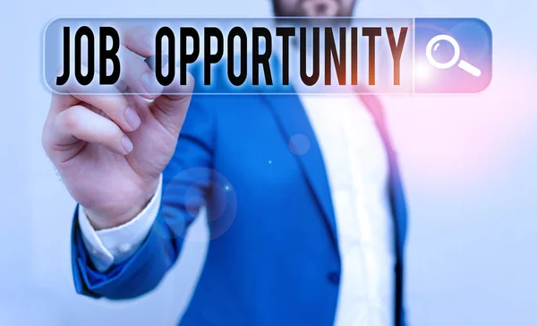 Escritura a mano escritura de texto Oportunidad de trabajo. Concepto que significa una oportunidad de empleo o la oportunidad de conseguir un trabajo . —  Fotos de Stock
