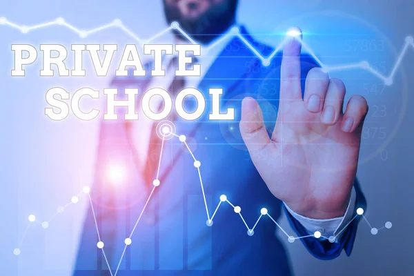 Schreibnotiz, die Privatschule zeigt. Business-Foto, das eine unabhängige Schule zeigt, die vollständig durch die Zahlung von Gebühren unterstützt wird. — Stockfoto