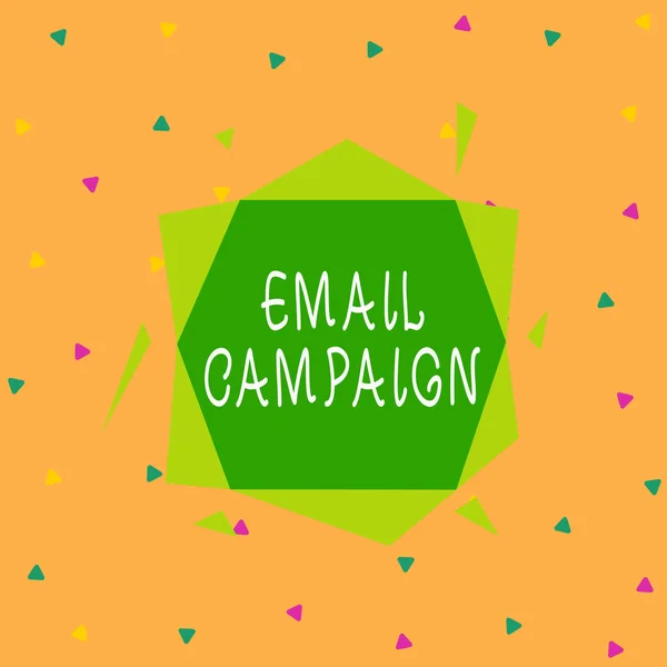 Handwriting text Email Campaign. Concept meaning advertisements are sent to a targeted list of recipients Asymmetrical uneven shaped format pattern object outline multicolour design.