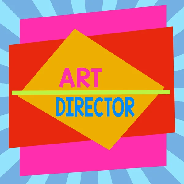 Schrijfbriefje met Art Director. Zakelijke foto presentatie verantwoordelijk voor het toezicht op de artistieke aspecten van een film Asymmetrisch formaat patroon object outline multicolor design. — Stockfoto