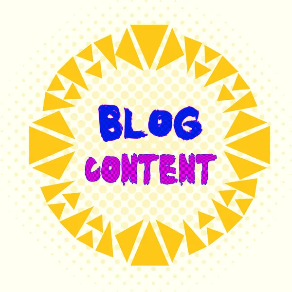 Tulisan kata Blog Content. Konsep bisnis untuk Posts pada satu halaman streaming kontinu atau halaman individual Desain pola obyek dengan bentuk tidak simetris garis multi warna . — Stok Foto