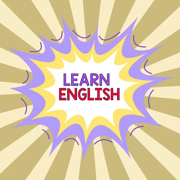 Scrivere testi a mano Impara l'inglese. Concetto significato acquisire o acquisire conoscenza di parlare e scrivere inglese asimmetrico formato irregolare modello oggetto contorno disegno multicolore . — Foto Stock