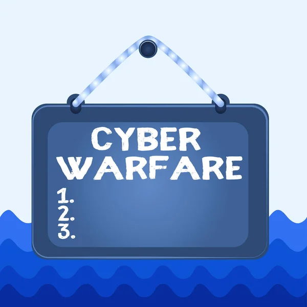 Fogalmi kézírás Cyber Warfare-ról. Üzleti fotó bemutató tevékenység segítségével az internet támadni egy ország számítógépek Board fix köröm keret színes háttér téglalap panel. — Stock Fotó