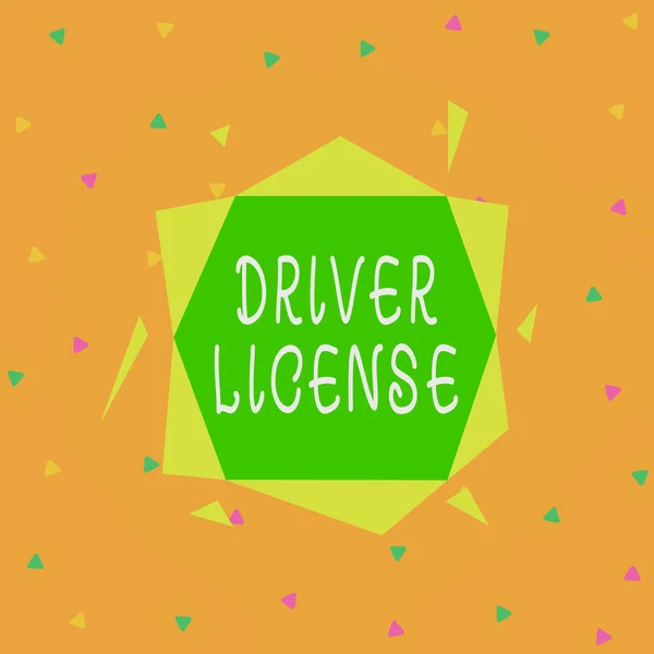 Handwriting text Driver License. Concept meaning a document permitting a demonstrating to drive a motor vehicle Asymmetrical uneven shaped format pattern object outline multicolour design. — Stockfoto