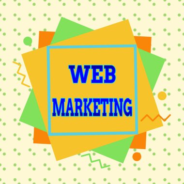 Web pazarlamasını gösteren kavramsal el yazısı. İş fotoğrafı gösterimi İş dünyasının asimetrik biçim deseni nesne ana hatlarını belirlemek için interneti kullanma süreci çok renkli tasarımı.