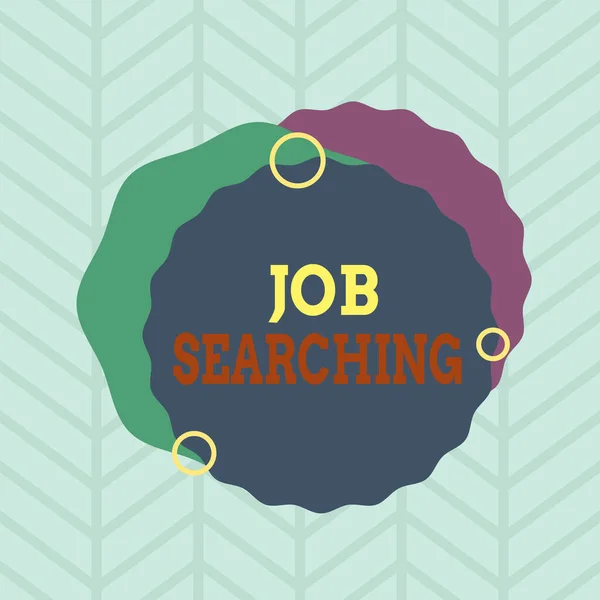 Conceptual hand writing showing Job Searching. Business photo showcasing The act of looking for employment Job seeking or job hunting Asymmetrical format pattern object outline multicolor design.