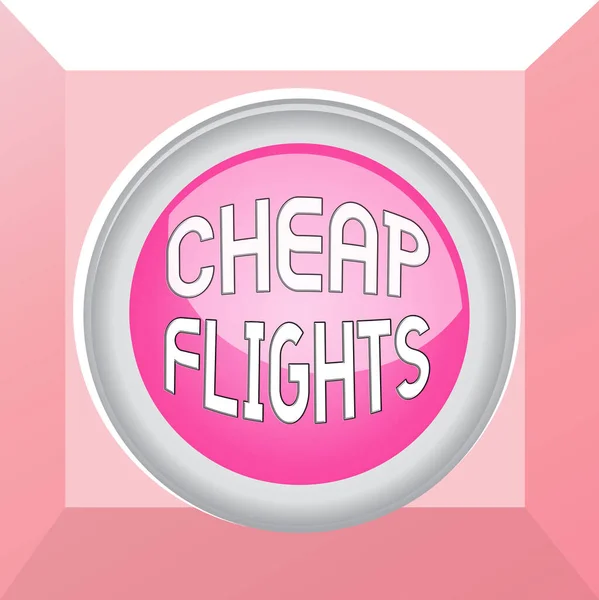 Conceptual hand writing showing Cheap Flights. Business photo text costing little money or less than is usual or expected airfare Colored sphere switch center background middle round shaped.