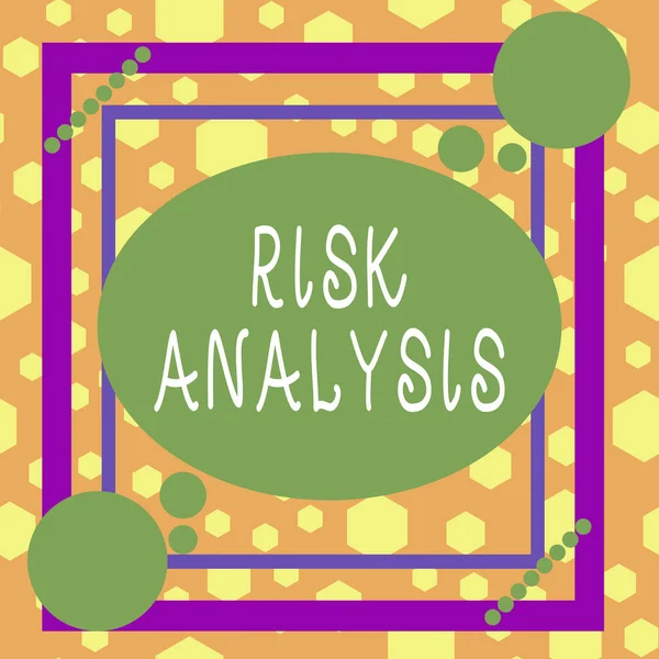 Handwriting text writing Risk Analysis. Concept meaning review of the risks associated with a particular event Asymmetrical uneven shaped format pattern object outline multicolour design.