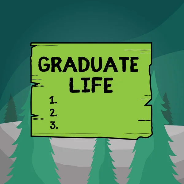 Word writing text Graduate Life. Business concept for condition or a status a demonstrating after finishing academic degree Wooden square plank empty frame slots grooves wood panel colored board — Φωτογραφία Αρχείου