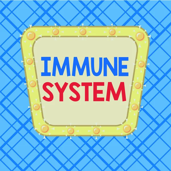 Word writing text Immune System. Business concept for host defense system comprising many biological structures Asymmetrical uneven shaped format pattern object outline multicolour design. — Stock Photo, Image