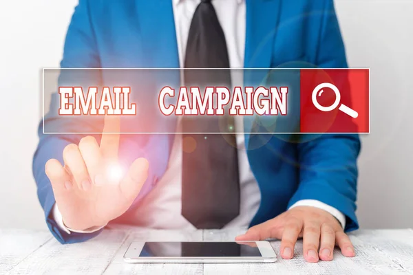 Word writing text Email Campaign. Business concept for advertisements are sent to a targeted list of recipients.