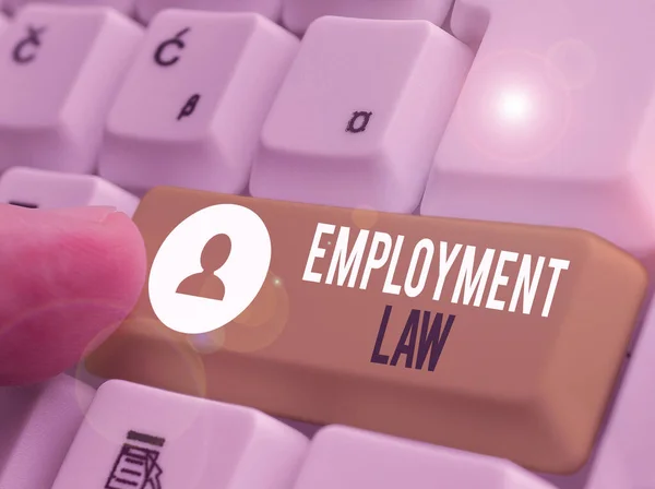 Text sign showing Employment Law. Conceptual photo deals with legal rights and duties of employers and employees. — Stock Photo, Image