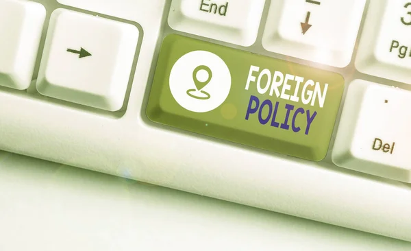 Handwriting text Foreign Policy. Concept meaning a government strategy in dealing with other nations. — Stockfoto
