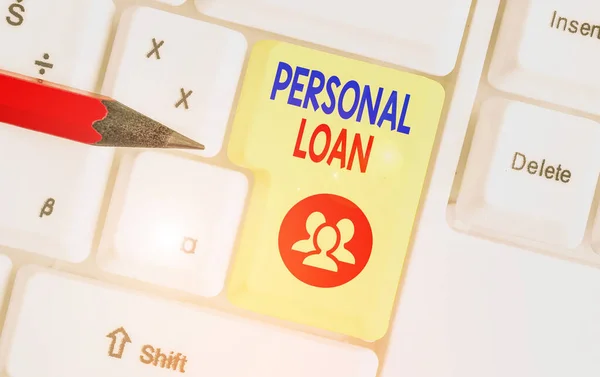 Handwriting text Personal Loan. Concept meaning unsecured loan taken by individuals from a financial company.