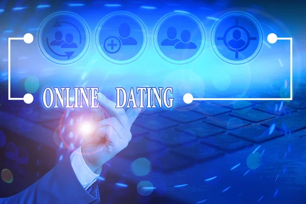 Conceptual hand writing showing Online Dating. Business photo text practice of searching for a romantic partner on the Internet. — Stock Photo, Image