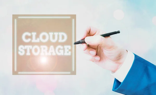 Konceptualne pismo ręczne pokazujące Cloud Storage. Biznesowy tekst fotograficzny dane cyfrowe są przechowywane i zarządzane w puli logicznej. — Zdjęcie stockowe