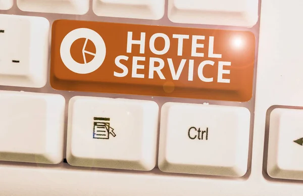 Text schreiben Hotelservice. Geschäftskonzept für die Bereitstellung von warmer Unterkunft und anderen Dienstleistungen. — Stockfoto