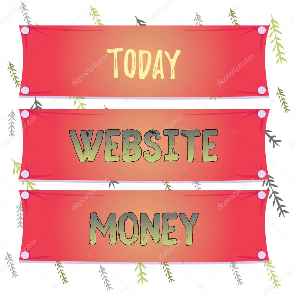 Handwriting text Website Money. Concept meaning Refers to the website we want to promote Where money is earned Wooden panel attached nail colorful background rectangle lumber plank wood.