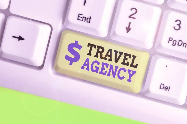 Szövegírás szöveg Utazási iroda. Üzleti koncepció az Ügynökség számára, amely megteszi a szükséges intézkedéseket az utazók számára. — Stock Fotó