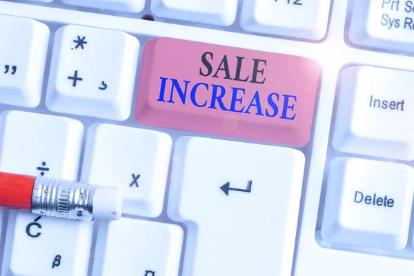 Writing note showing Sale Increase. Business photo showcasing amount a company derives from sales compared to a previous. — Stockfoto