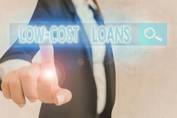 Writing note showing Low Cost Loans. Business photo showcasing loan that has an interest rate below twelve percent. — Φωτογραφία Αρχείου