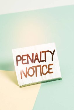 Writing note showing Penalty Notice. Business photo showcasing the immediate fine given to showing for minor offences Paper on buffer wire on soft pastel multi colours backdrop. clipart