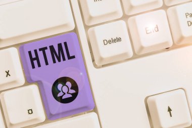 Html 'yi gösteren metin işareti. World Wide Web 'de hipermetin yayınlamak için lingua franca kavramsal fotoğrafı.