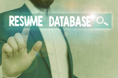 Kelime yazma metni Özgeçmiş Veritabanı. Yeteneklerinizle arayabileceğiniz adayların veritabanı için iş konsepti.