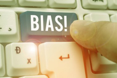 Kelime yazma metni Bias. Bir gösterici grubuna veya aleyhine eğilim veya önyargı için iş kavramı.