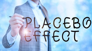 Kelime yazma metni Placebo Etkisi. Bir plasebo uyuşturucu veya tedavi tarafından üretilen yararlı bir etki için iş konsepti.