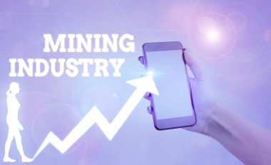 Metin yazma endüstrisi. Değerli minerallerin ve jeolojik malzemelerin çıkarılması için iş konsepti.