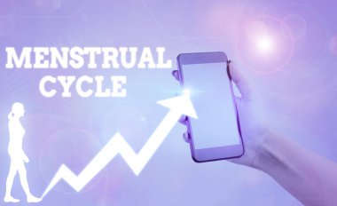 Kelime yazma Adet Döngüsü. Yumurtalıklarda ve rahimde aylık değişim döngüsü için iş kavramı.