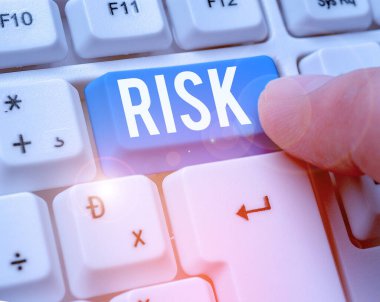 Writing note showing Risk. Business photo showcasing Possibility of losing something of value or threat of damage.