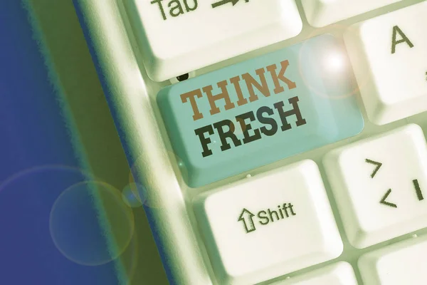 Kelime yazma metni Think Fresh. Doğal maddeler Üzerinde Düşünme için İş kavramı Pozitif iyi çevre. — Stok fotoğraf