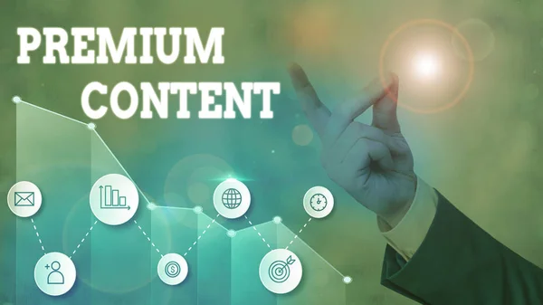 Schrijfbriefje met Premium Content. Zakelijke foto presentatie van een hogere kwaliteit of meer wenselijk dan gratis inhoud. — Stockfoto
