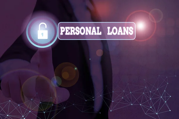 Word writing text Personal Loans. Business concept for unsecured loan and helps you meet your financial needs. — Stok fotoğraf