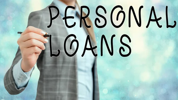 Scrivere parole di testo Prestiti personali. Concetto di business per il prestito non garantito e ti aiuta a soddisfare le vostre esigenze finanziarie . — Foto Stock