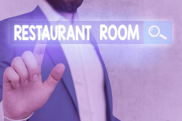 Wortschreibtext Restaurant Room. Geschäftskonzept für die Bezahlung von Mahlzeiten, die gekocht und serviert werden. — Stockfoto