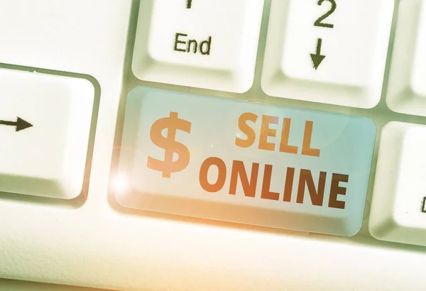 Handschrift tekst schrijven Verkoop Online. Begrip "rechtstreeks verkopen van goederen of diensten aan een koper via internet". — Stockfoto