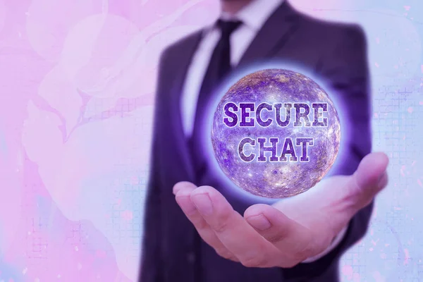 Conceptual hand writing showing Secure Chat. Business photo text approach to protect messages when sent beyond the corporate. — Stock Photo, Image