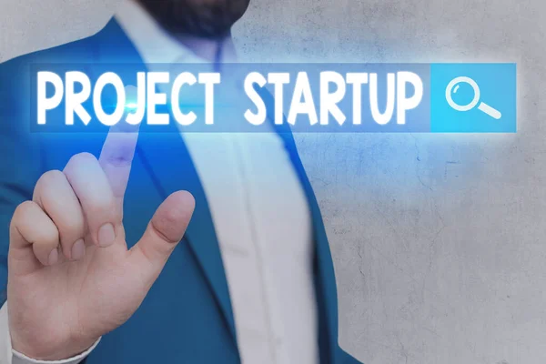 Tekst på tekstmelding Prosjekt Startup. Forretningskonsept for et prosjekt utført på siden som ikke oppretter et foretak . – stockfoto