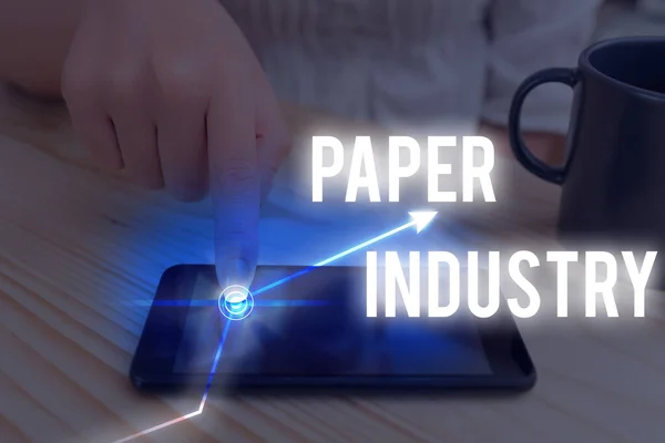 Signo de texto que muestra Paper Industry. Industria fotográfica conceptual del análisisufacturación y venta de productos a base de celulosa . — Foto de Stock