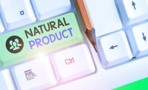Escritura manual conceptual que muestra Producto Natural. Foto comercial que muestra el compuesto químico o la sustancia producida por un organismo vivo . — Foto de Stock